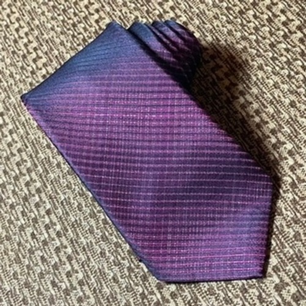 John Varvatos Star USA Tie Mens Purple Blue Ombre Silk Blend Slim Made in Italy